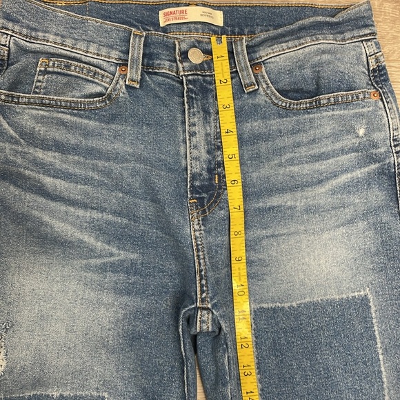 Signature by Levi Strauss Heritage Boyfriend Distressed Patch Denim Jeans 4 W27 - Picture 9 of 15